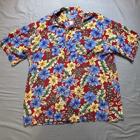 Reyn Spooner hawaiian Shirt Men’s XL Joe Kealoha's Red Blue Floral - Picture 1 of 6